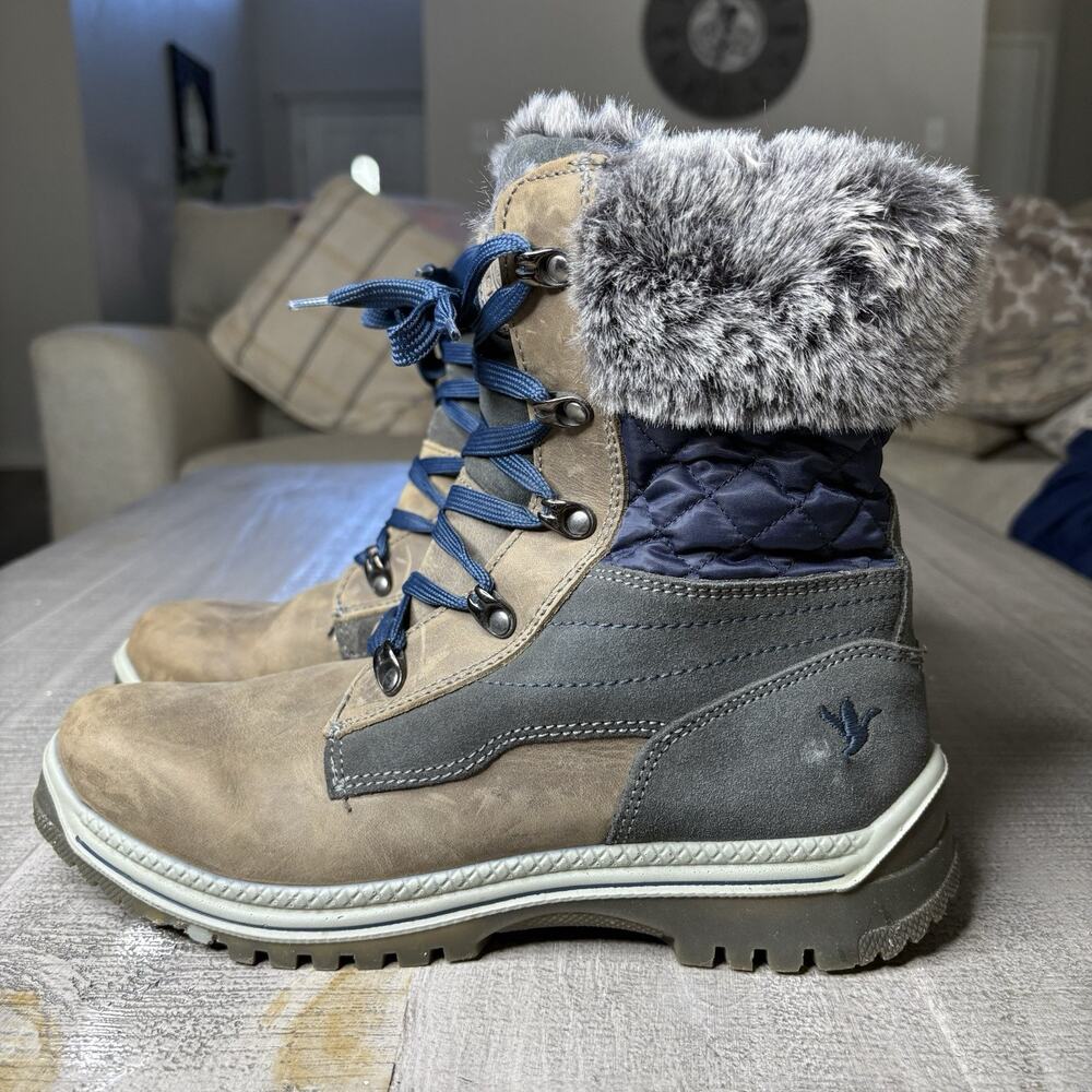 Santana Canada Womens Majesta Luxe Winter Boots Brown Leather Faux Fur 10 M